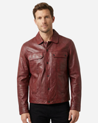 Maroon Field Leather Jacket
