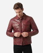 Maroon Field Leather Jacket
