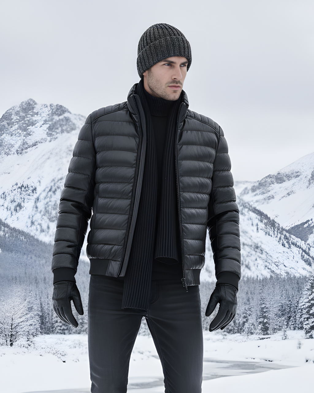 Arctic Shield Puffer Leather Jacket