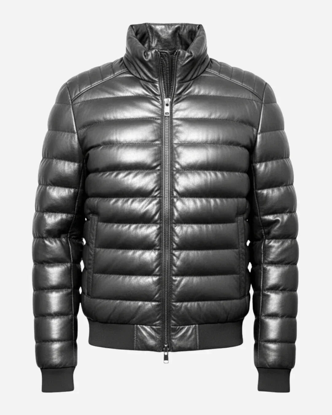 Arctic Shield Puffer Leather Jacket