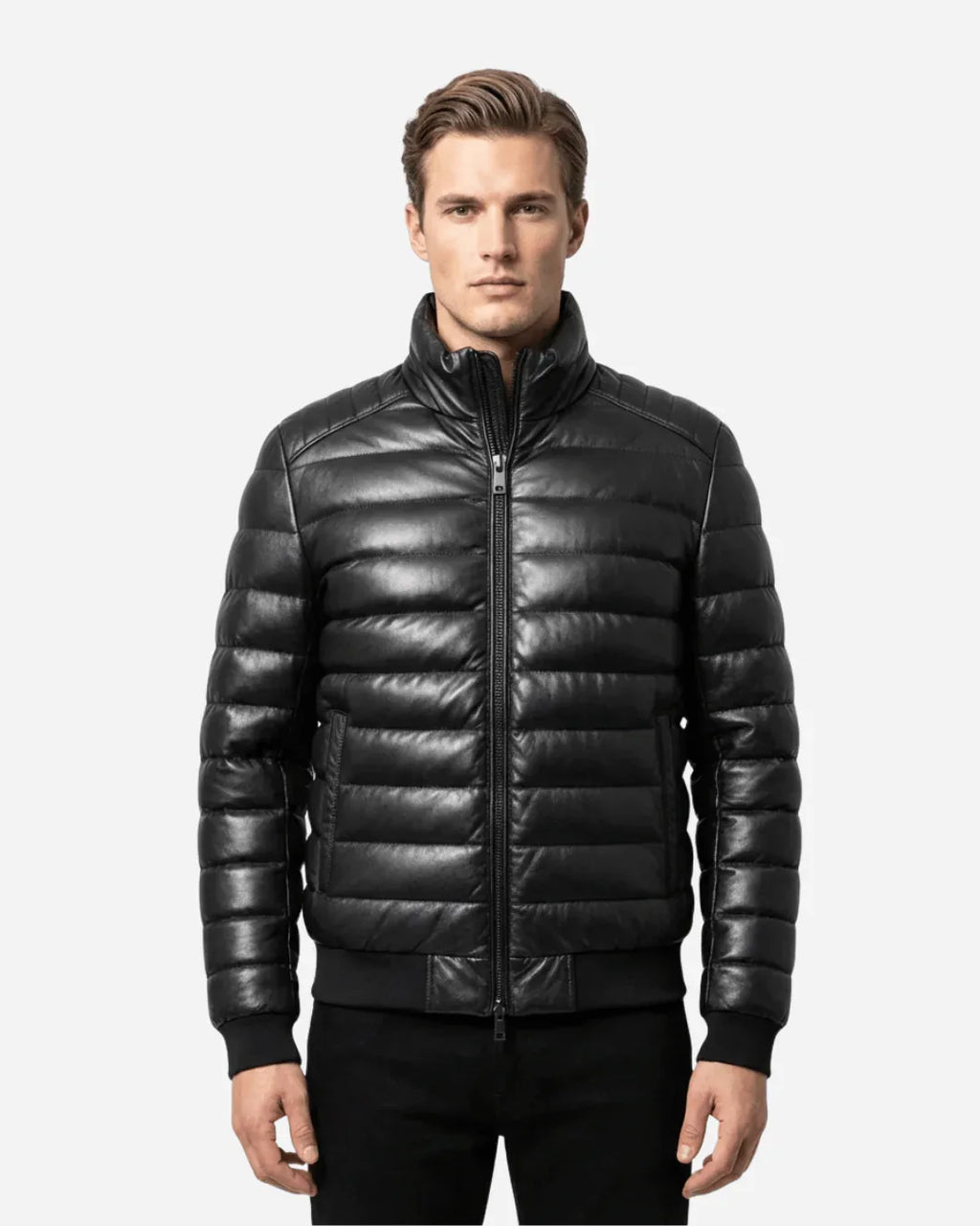 Arctic Shield Puffer Leather Jacket