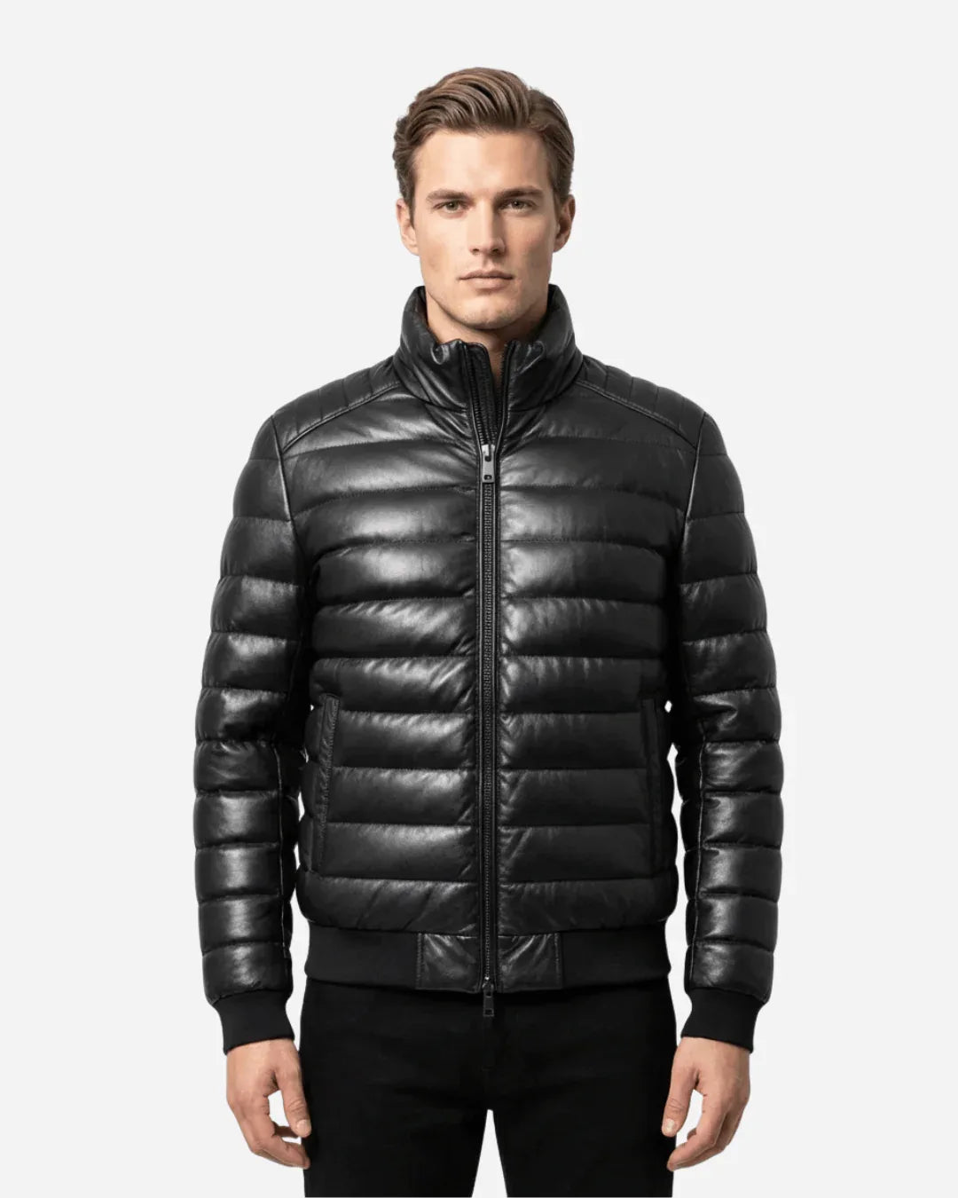 Arctic Shield Puffer Leather Jacket