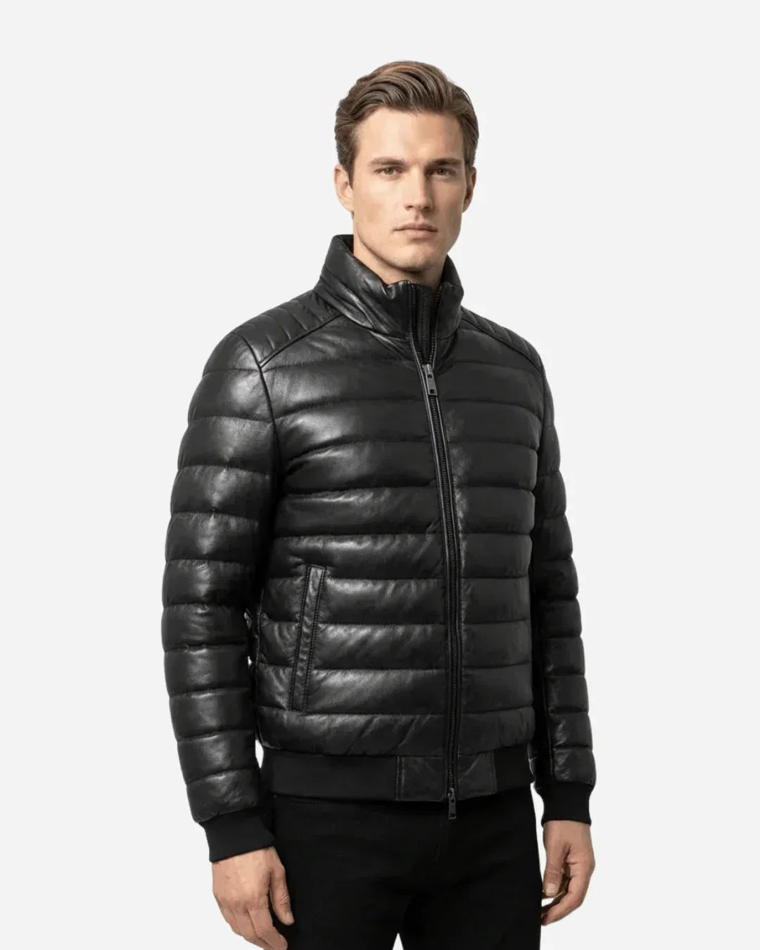 Arctic Shield Puffer Leather Jacket