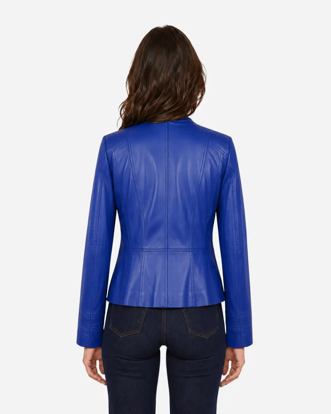The best sheepskin leather jacket for women in blue color