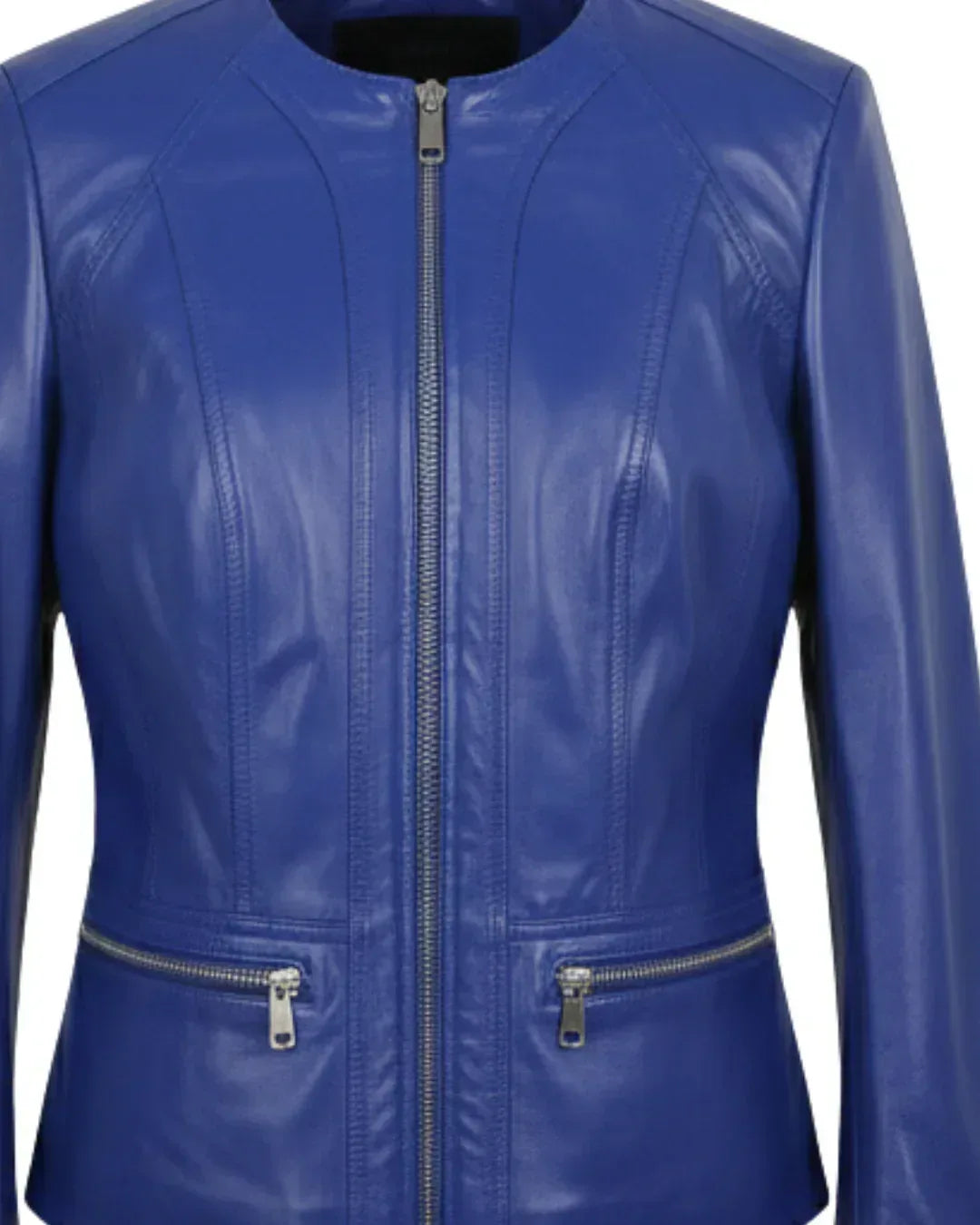Azure Curve Blue Leather Jacket - Glacier Leather