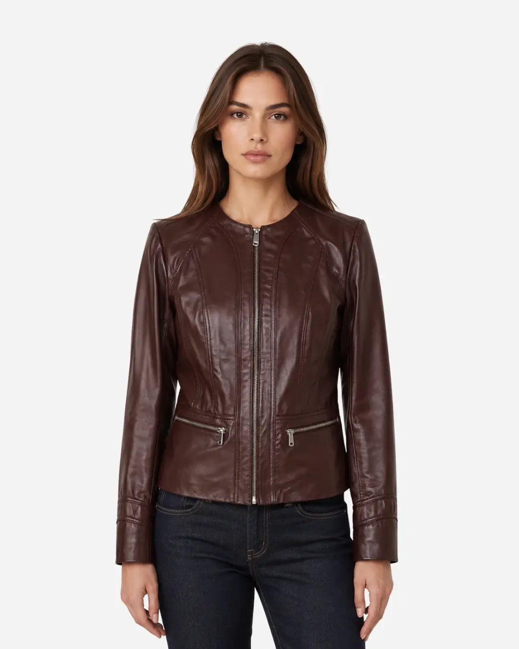 Best sheepskin leather jacket brown color with free shipping