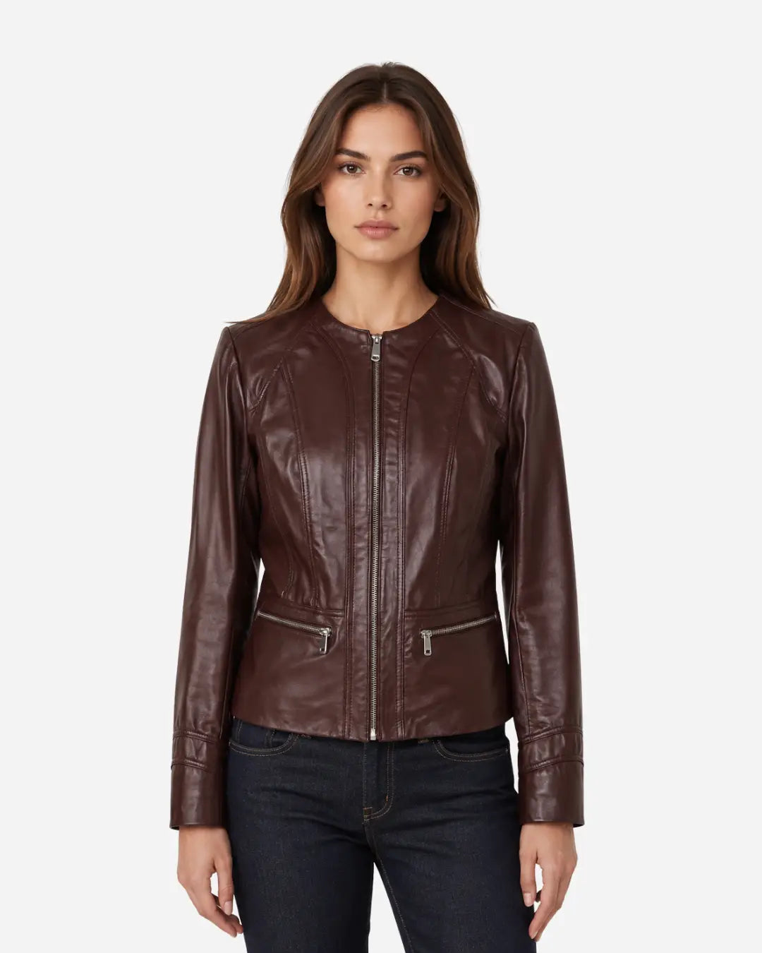Best sheepskin leather jacket brown color with free shipping