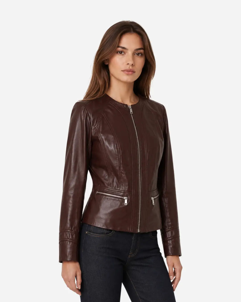 Best sheepskin leather jacket brown color with free shipping