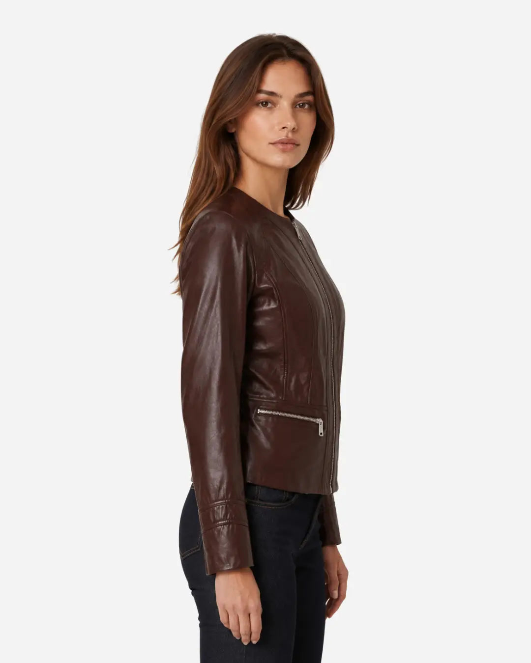 Best sheepskin leather jacket brown color with free shipping