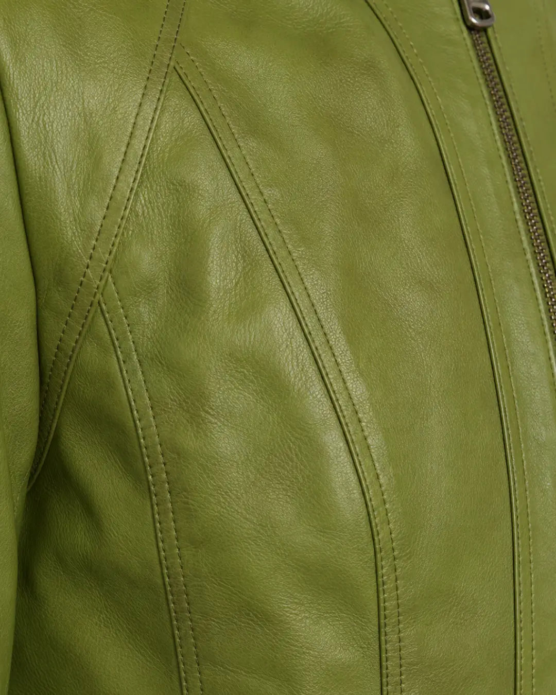 Azure Curve Lime Green Leather Jacket