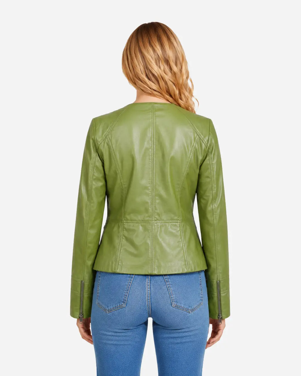 Azure Curve Lime Green Leather Jacket