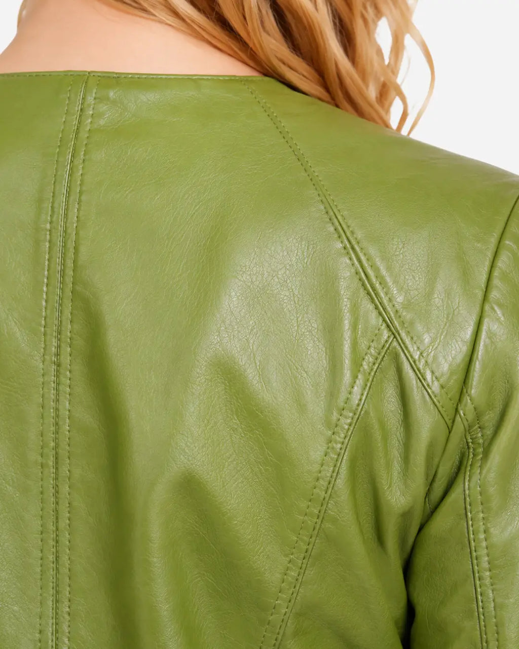 Azure Curve Lime Green Leather Jacket