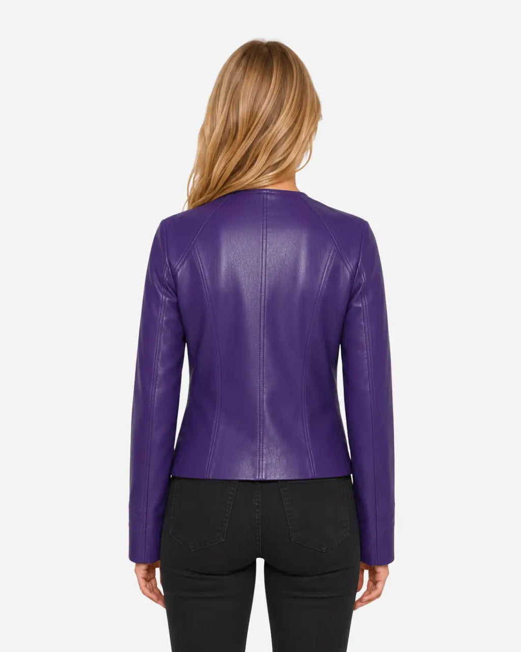 Finest quality sheepskin leather jacket for women in purple color with free shipping