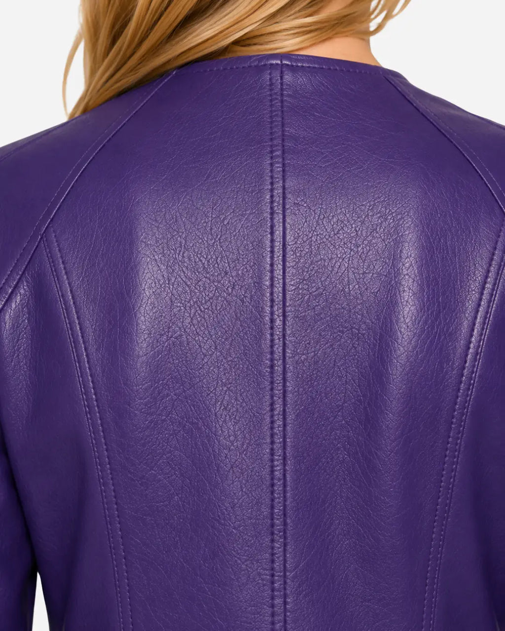 Azure Curve Purple Leather Jacket