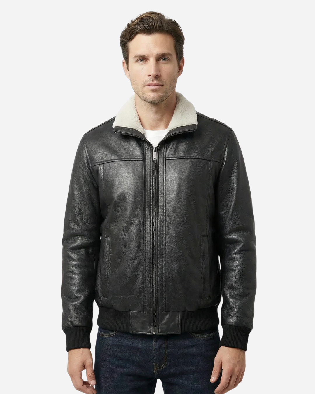 Boreal Bomber Black Leather Jacket