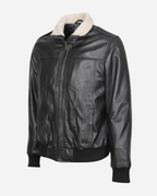 Boreal Bomber Black Leather Jacket