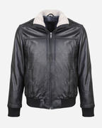 Boreal Bomber Black Leather Jacket