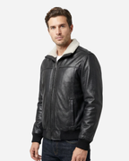 Boreal Bomber Black Leather Jacket