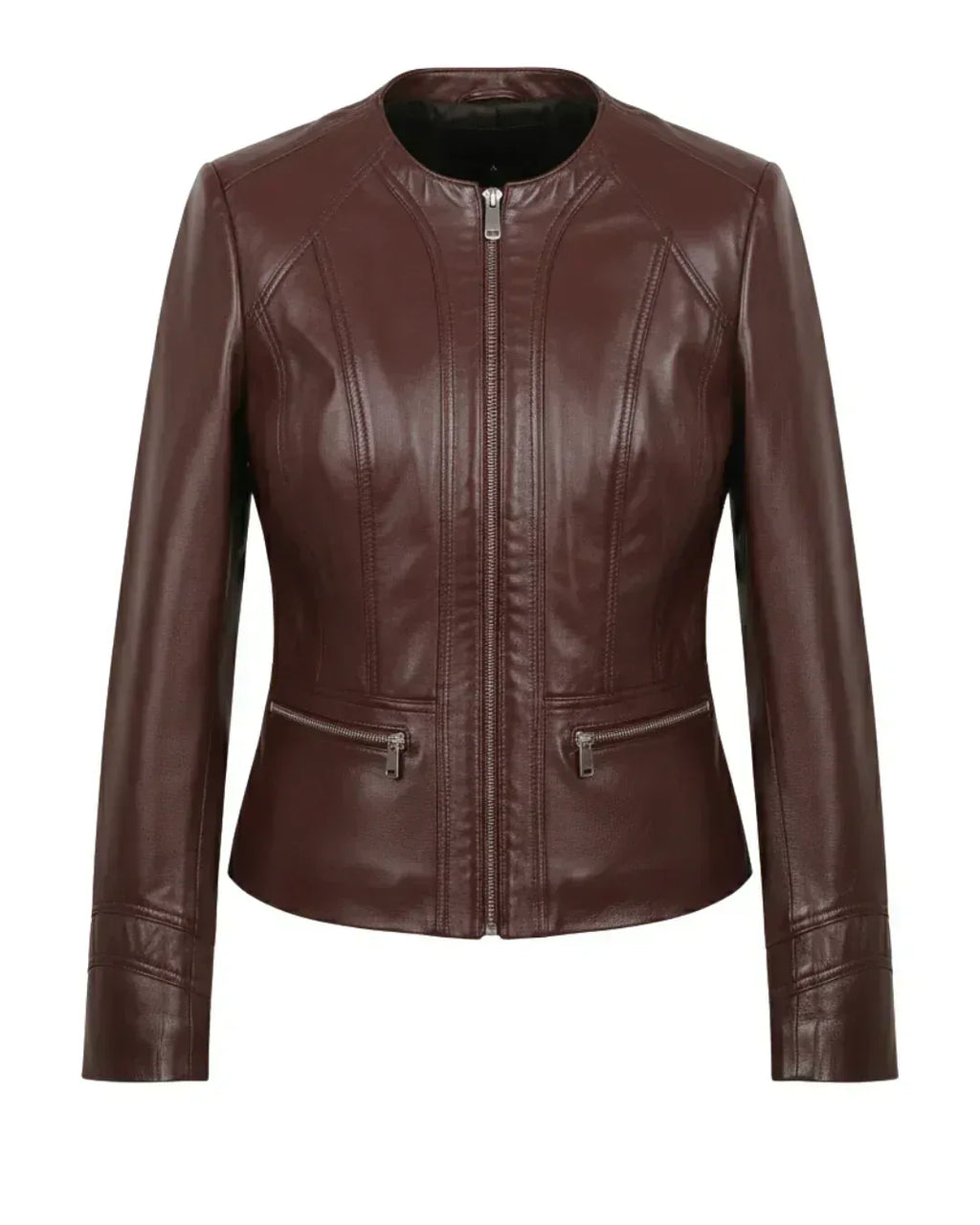 Brown Azure Curve Blue Leather Jacket - Glacier Leather
