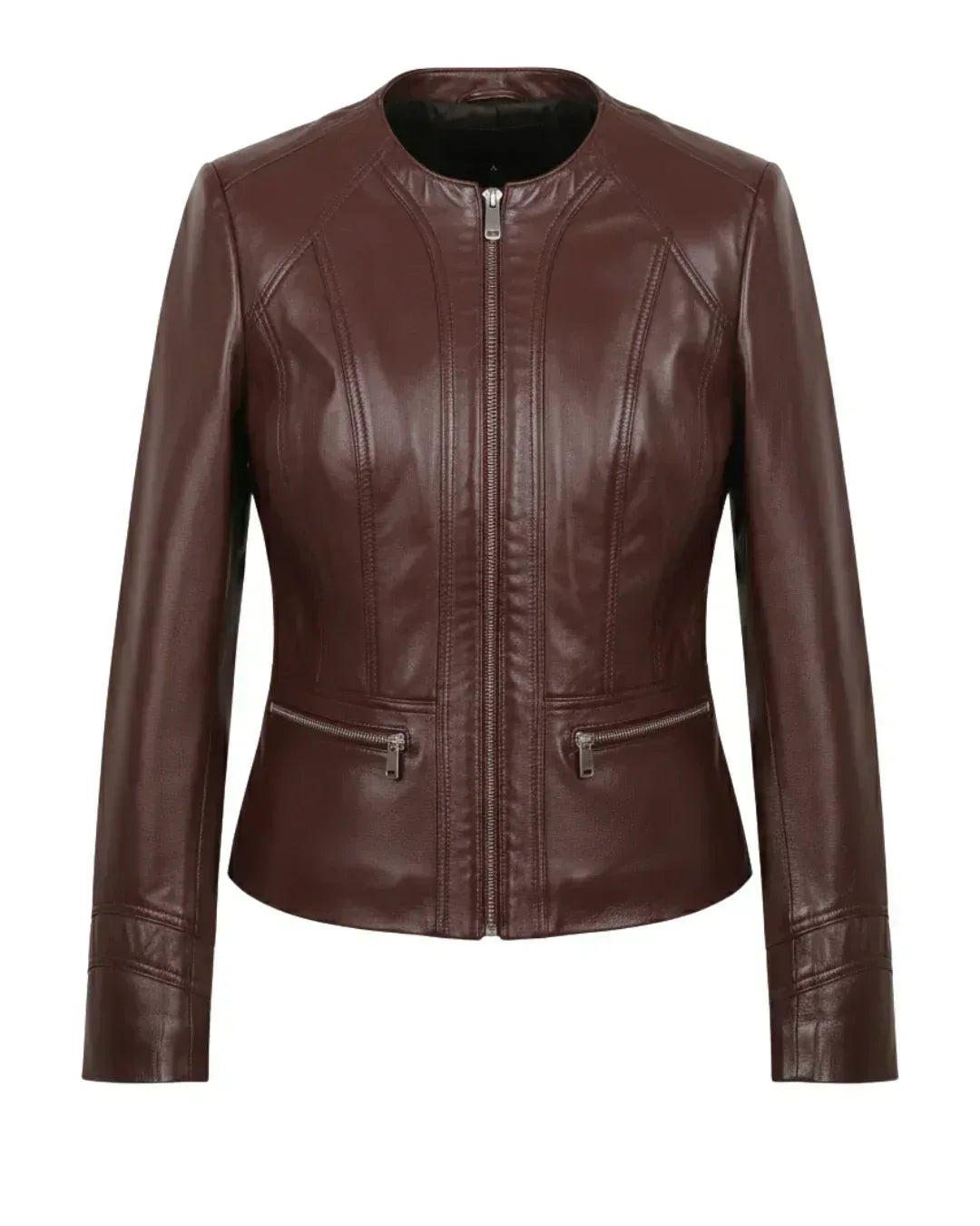 Brown Azure Curve Blue Leather Jacket - Glacier Leather