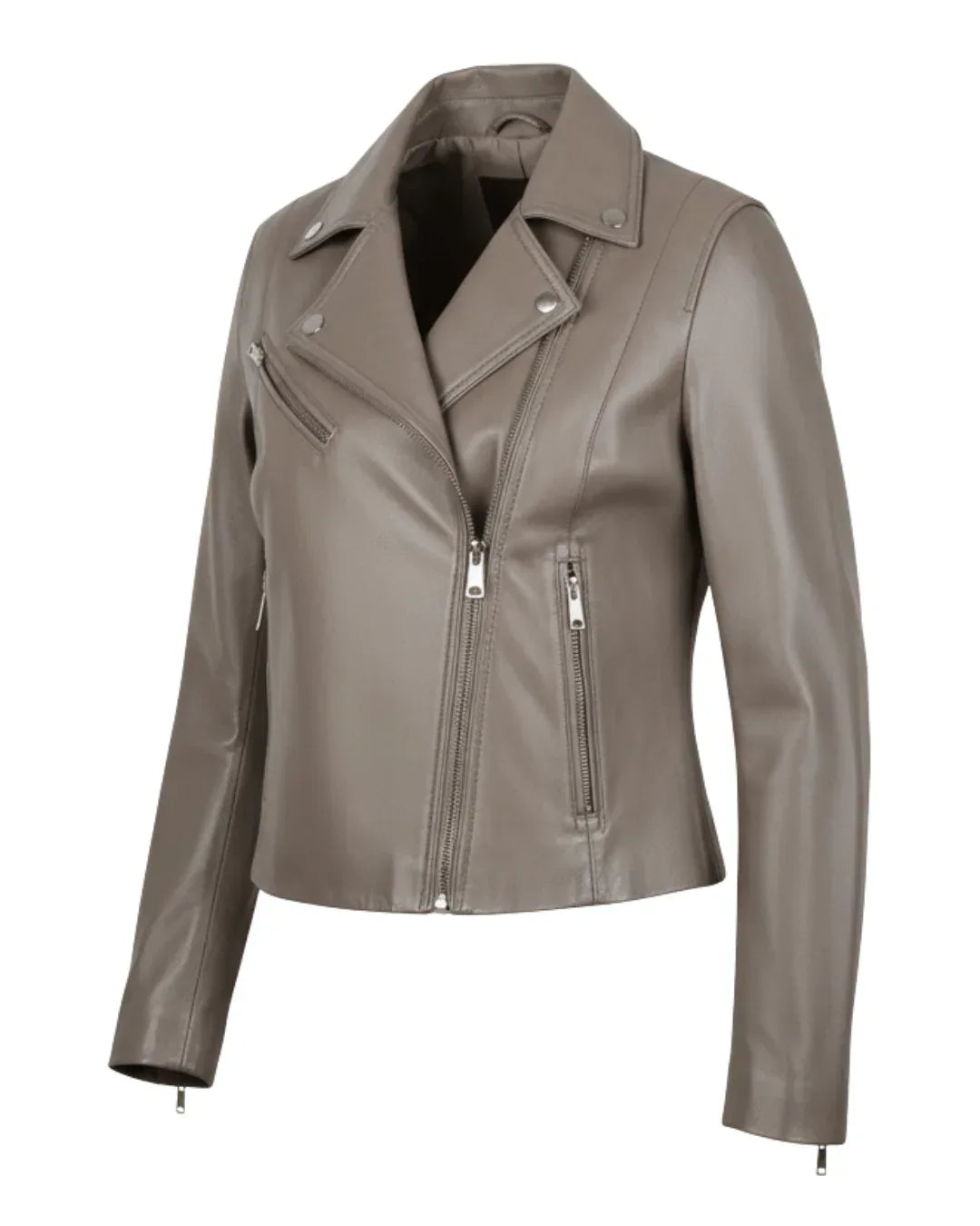 Camel Brown Women Biker Real Leather Jacket - Glacier Leather