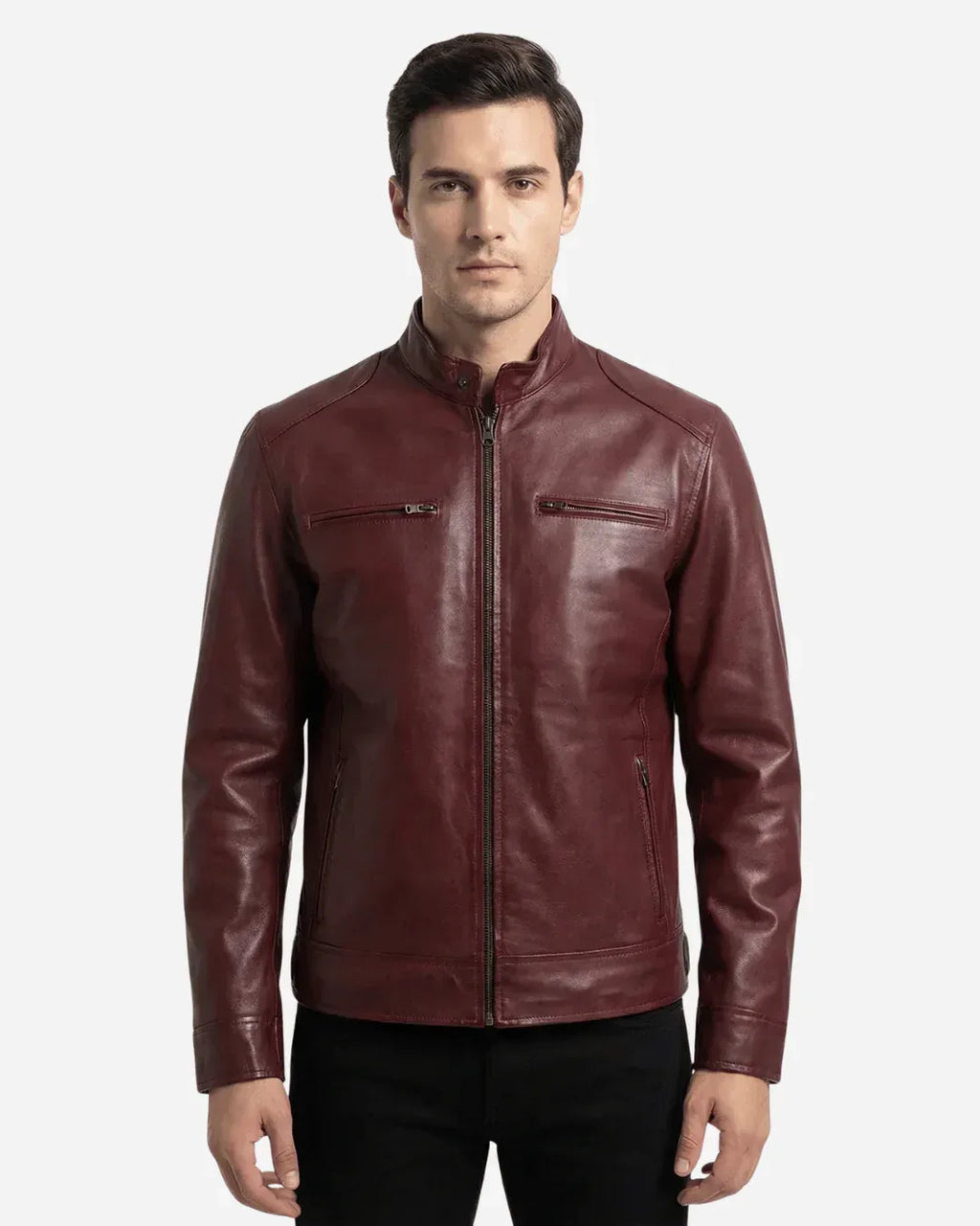 Crimson Luxe Leather Jacket
