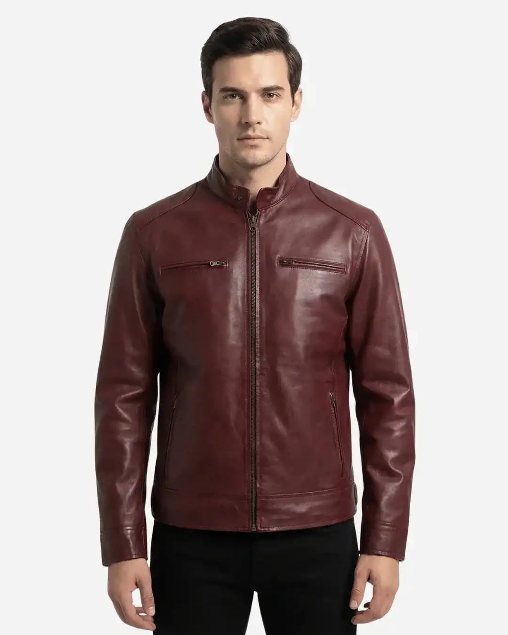 Crimson Luxe Leather Jacket