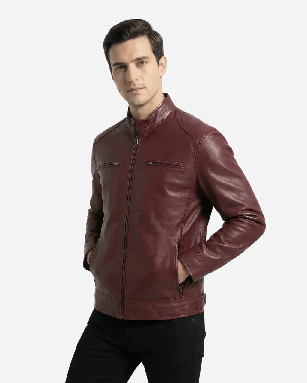 Crimson Luxe Leather Jacket