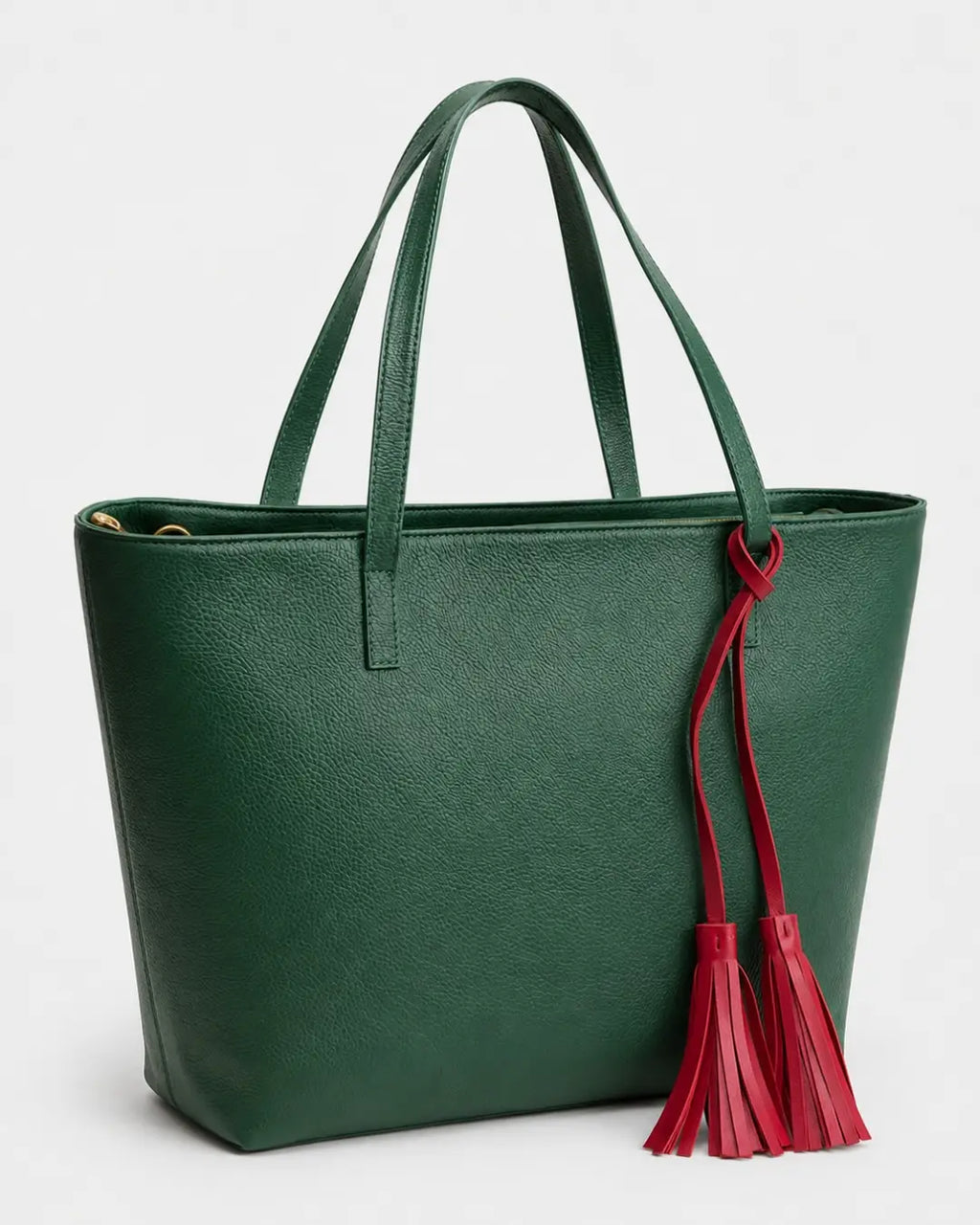 Handcrafted emerald green full-grain leather tote bag for work women