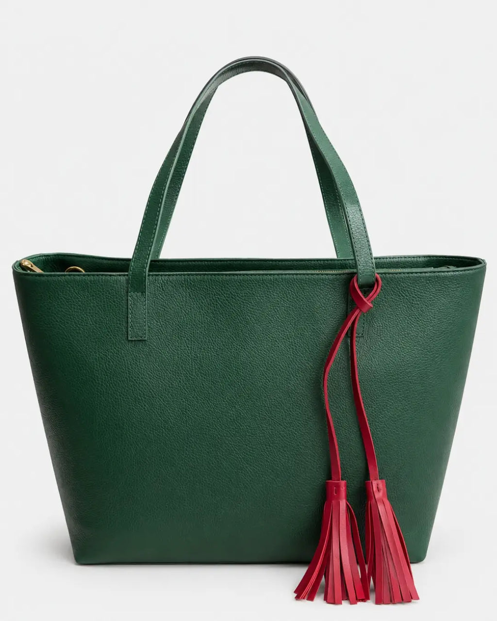 Handcrafted emerald green full-grain leather tote bag for women