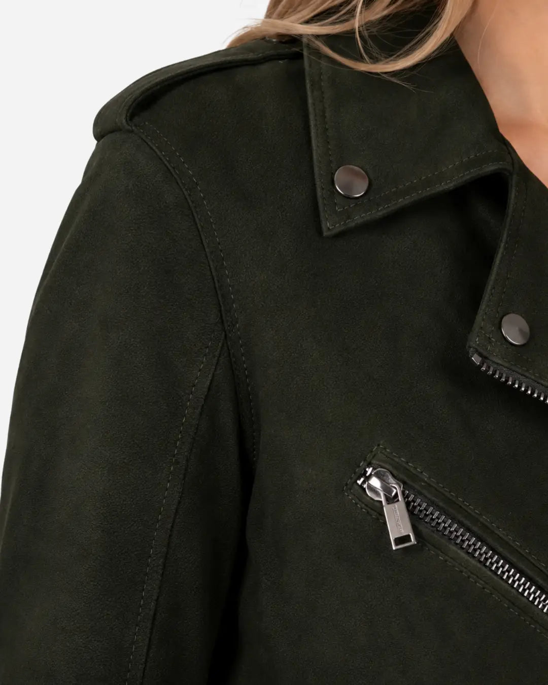 Black Genuine Suede Leather Biker Jacket For Women With Free Shipping 