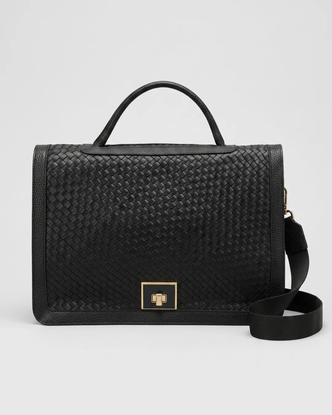Midnight Weave Executive Leather Bag