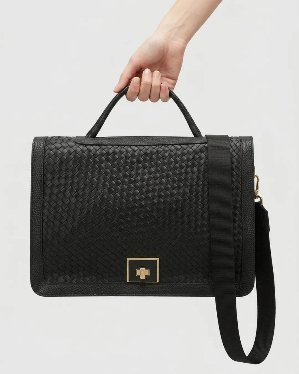 Midnight Weave Executive Leather Bag