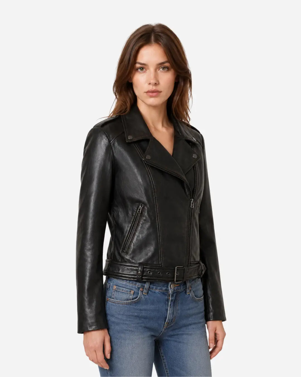 Lambskin leather biker jacket for women with free shipping 