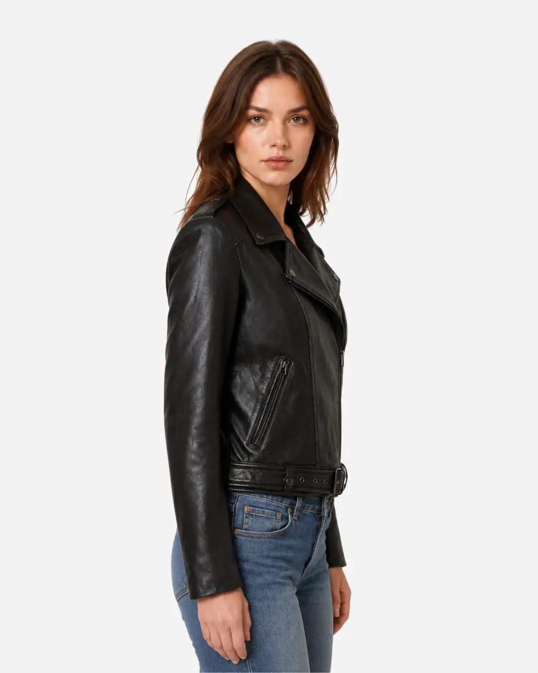 Lambskin leather biker jacket for women with free shipping 