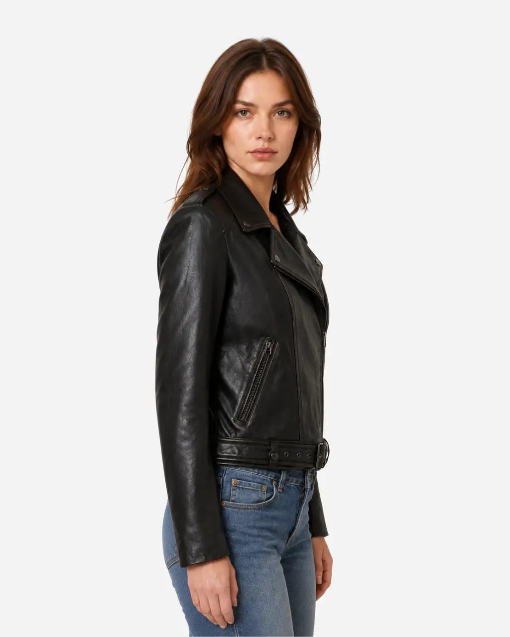 Lambskin leather biker jacket for women with free shipping 