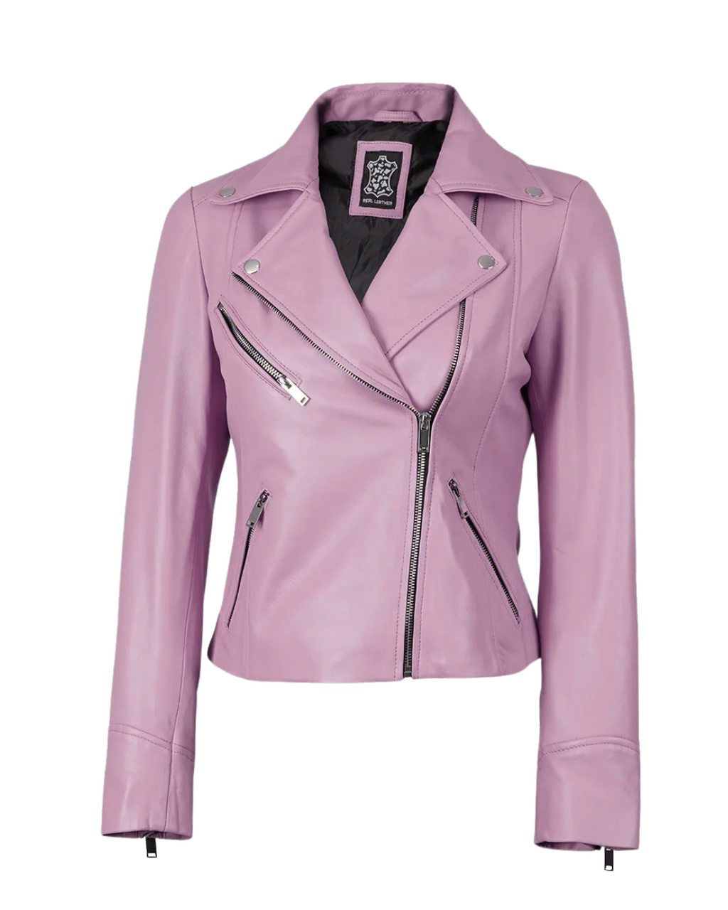 Pink Women Biker Real Leather Jacket