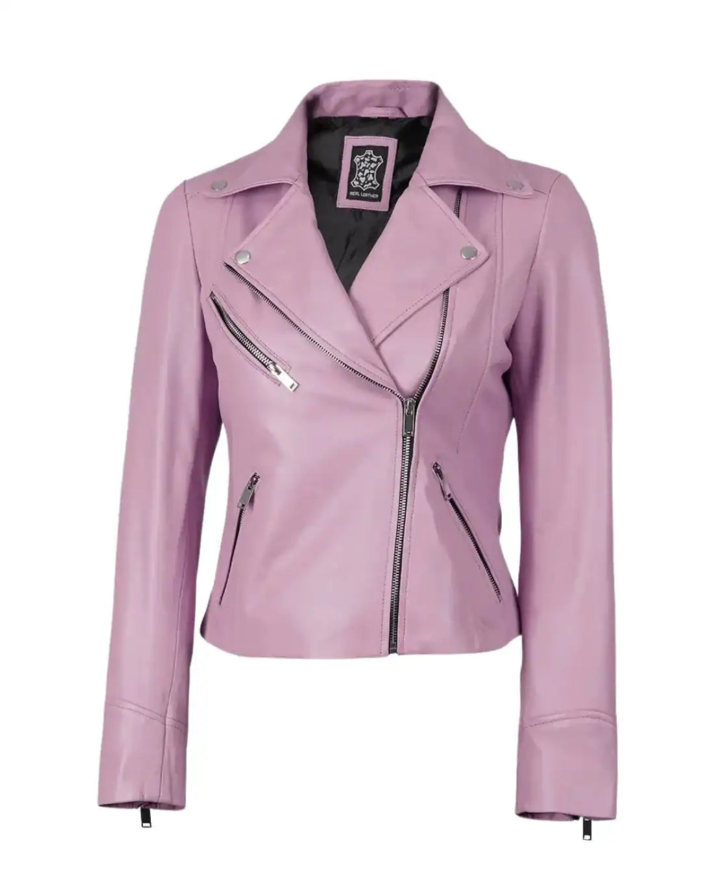 Pink Women Biker Real Leather Jacket - Glacier Leather