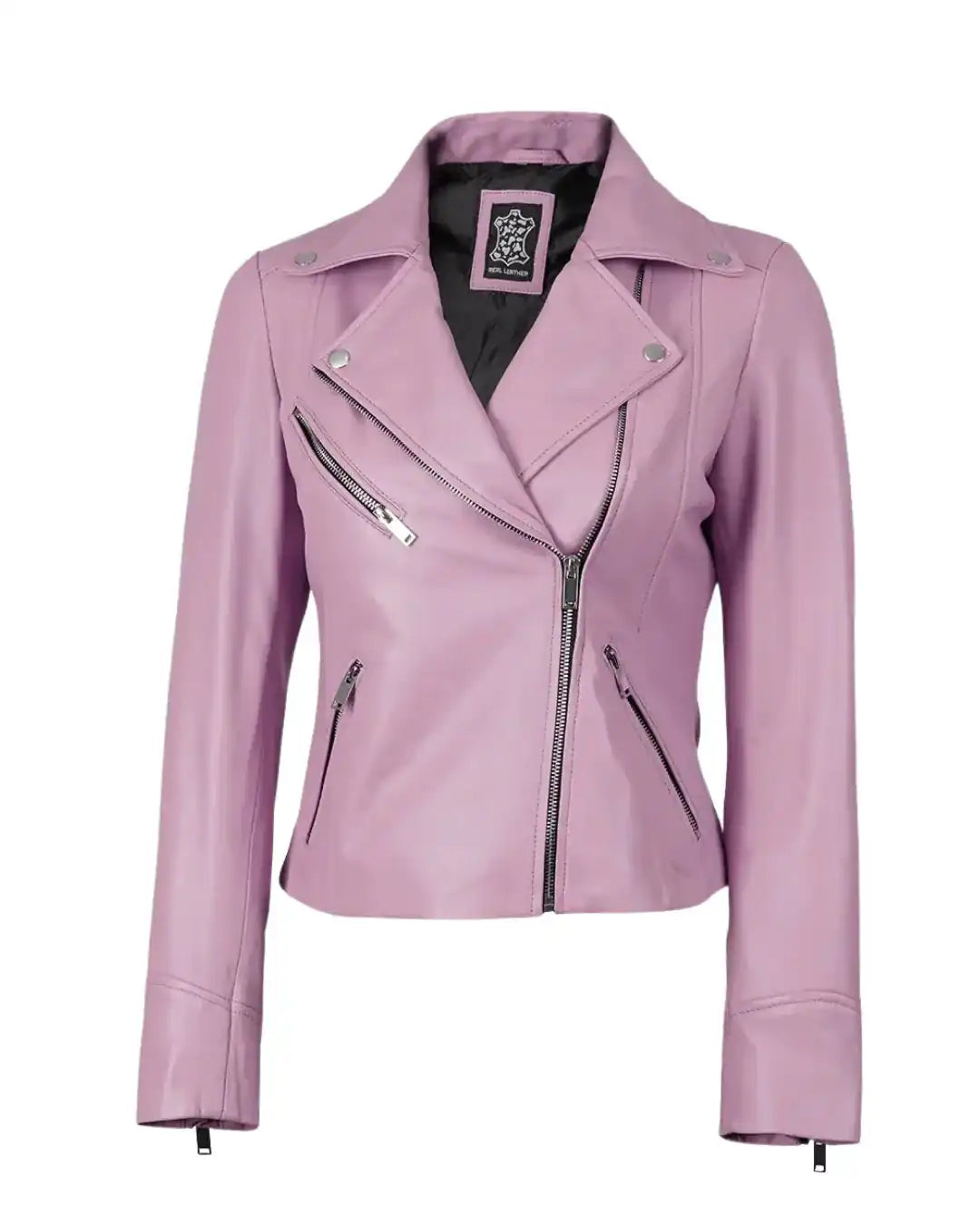 Pink Women Biker Real Leather Jacket - Glacier Leather