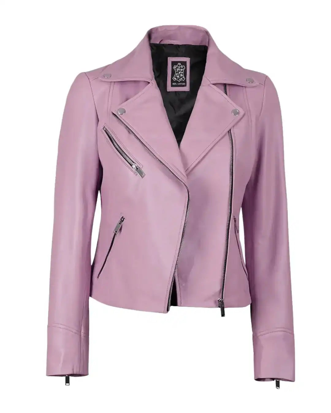 Pink Women Biker Real Leather Jacket - Glacier Leather