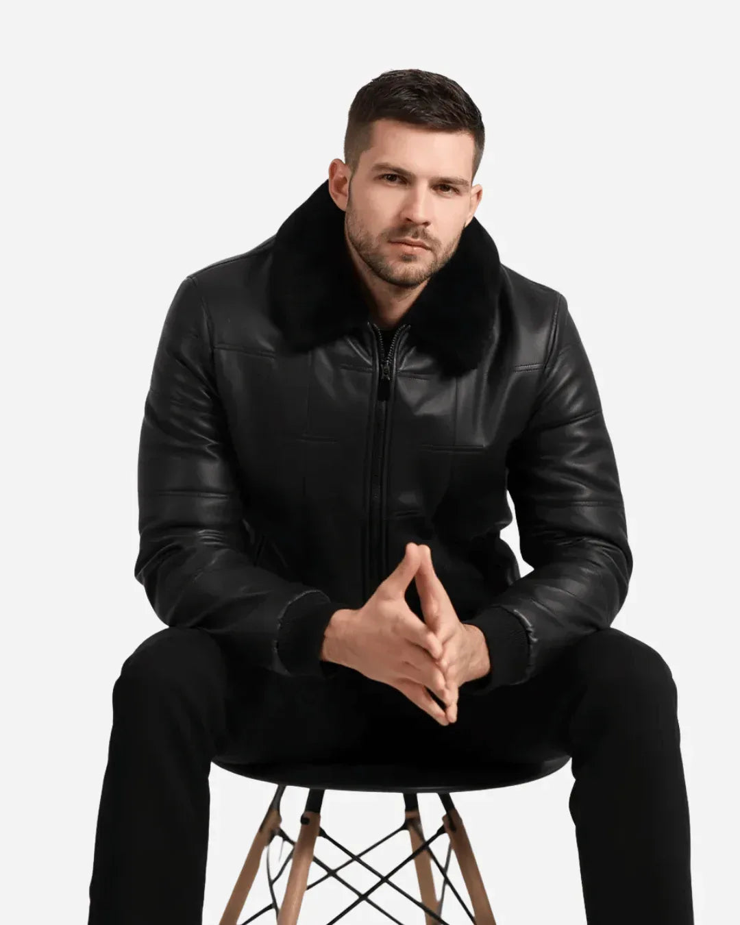 Northline Black Shear Collar Leather Jacket