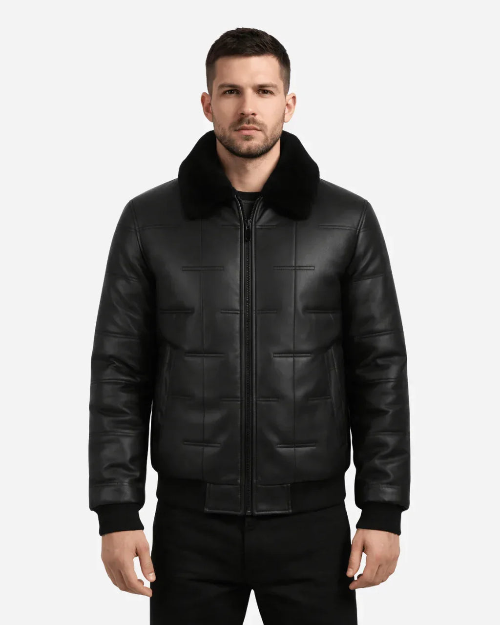 Northline Black Shear Collar Leather Jacket
