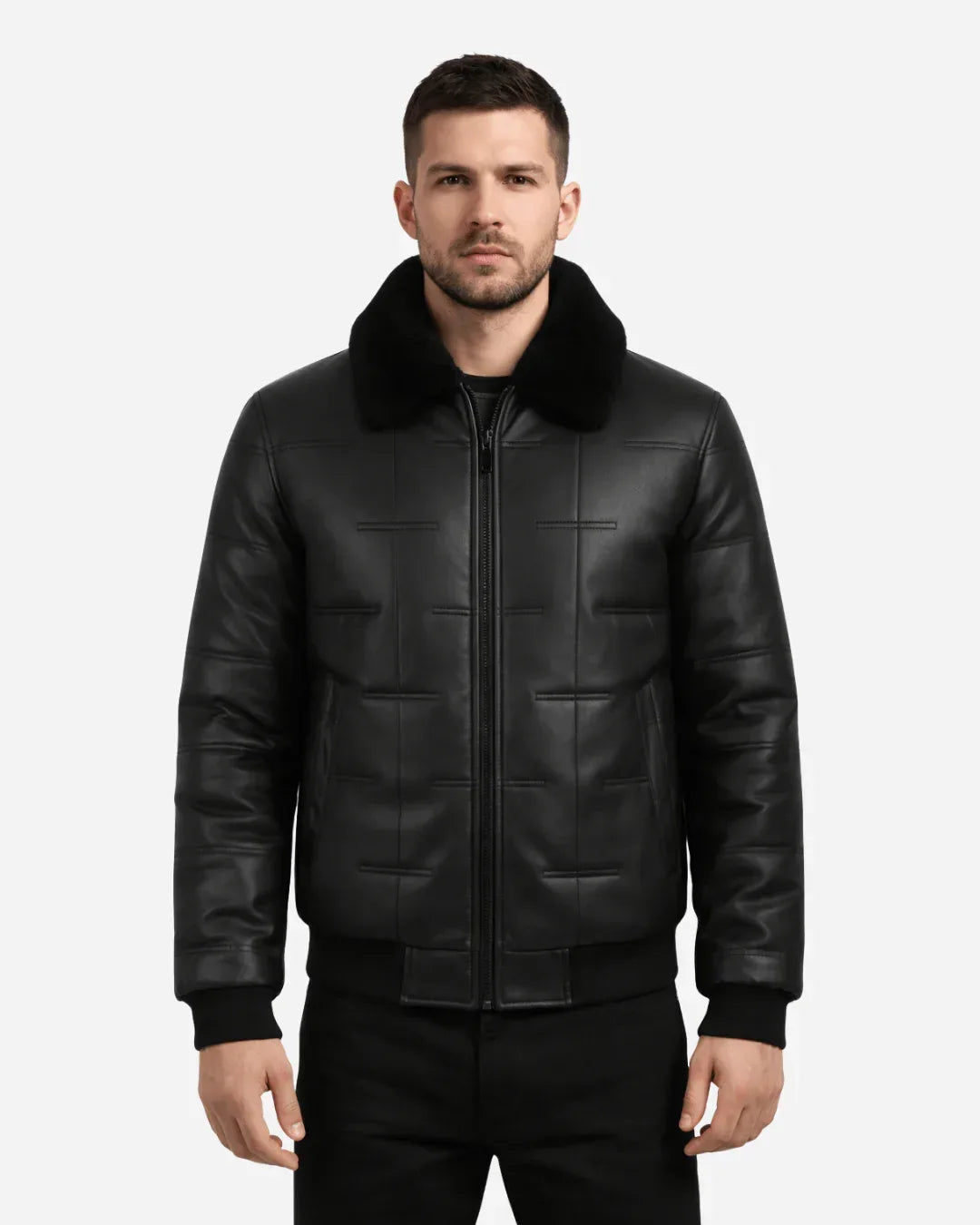 Northline Black Shear Collar Leather Jacket