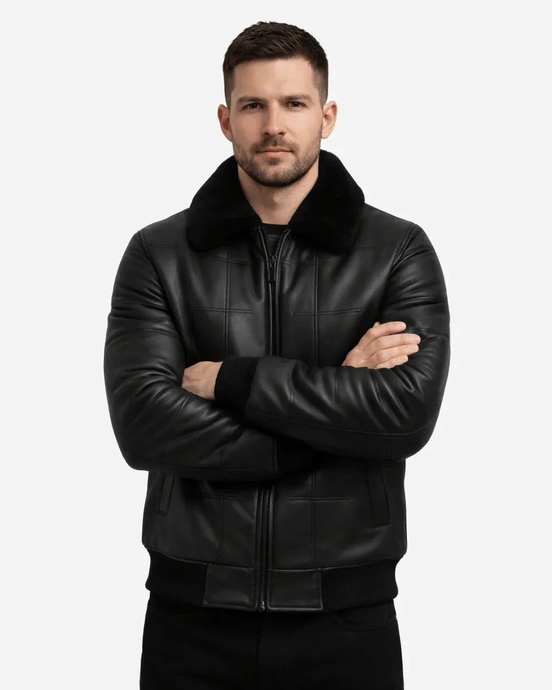 Northline Black Shear Collar Leather Jacket