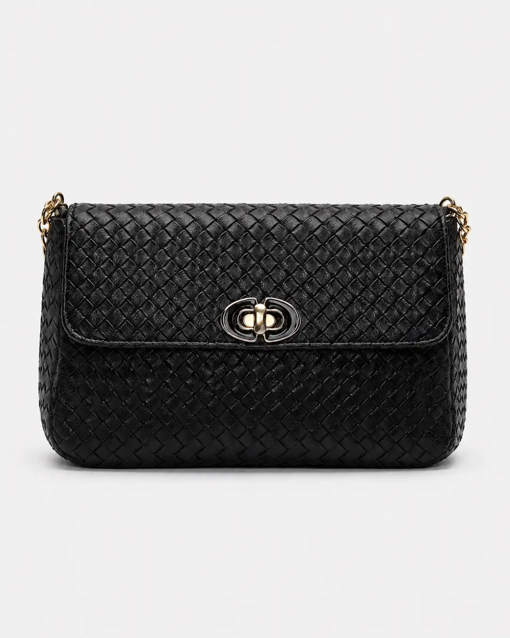 Pelle Intrecciata Shoulder Bag - Black