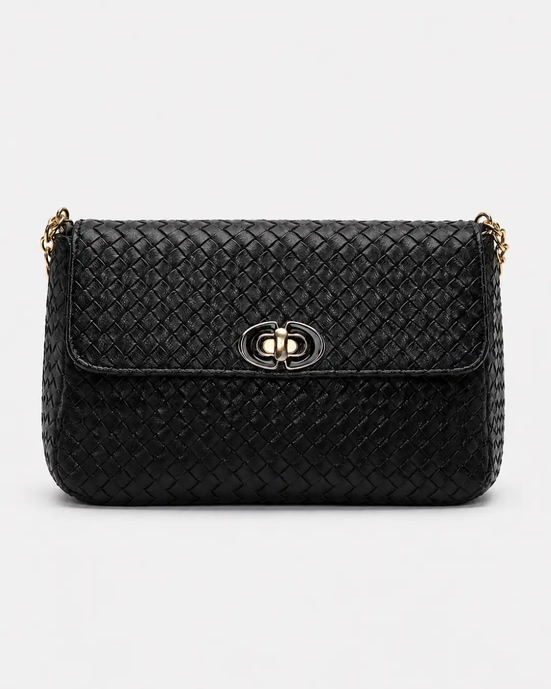 Pelle Intrecciata Shoulder Bag - Black