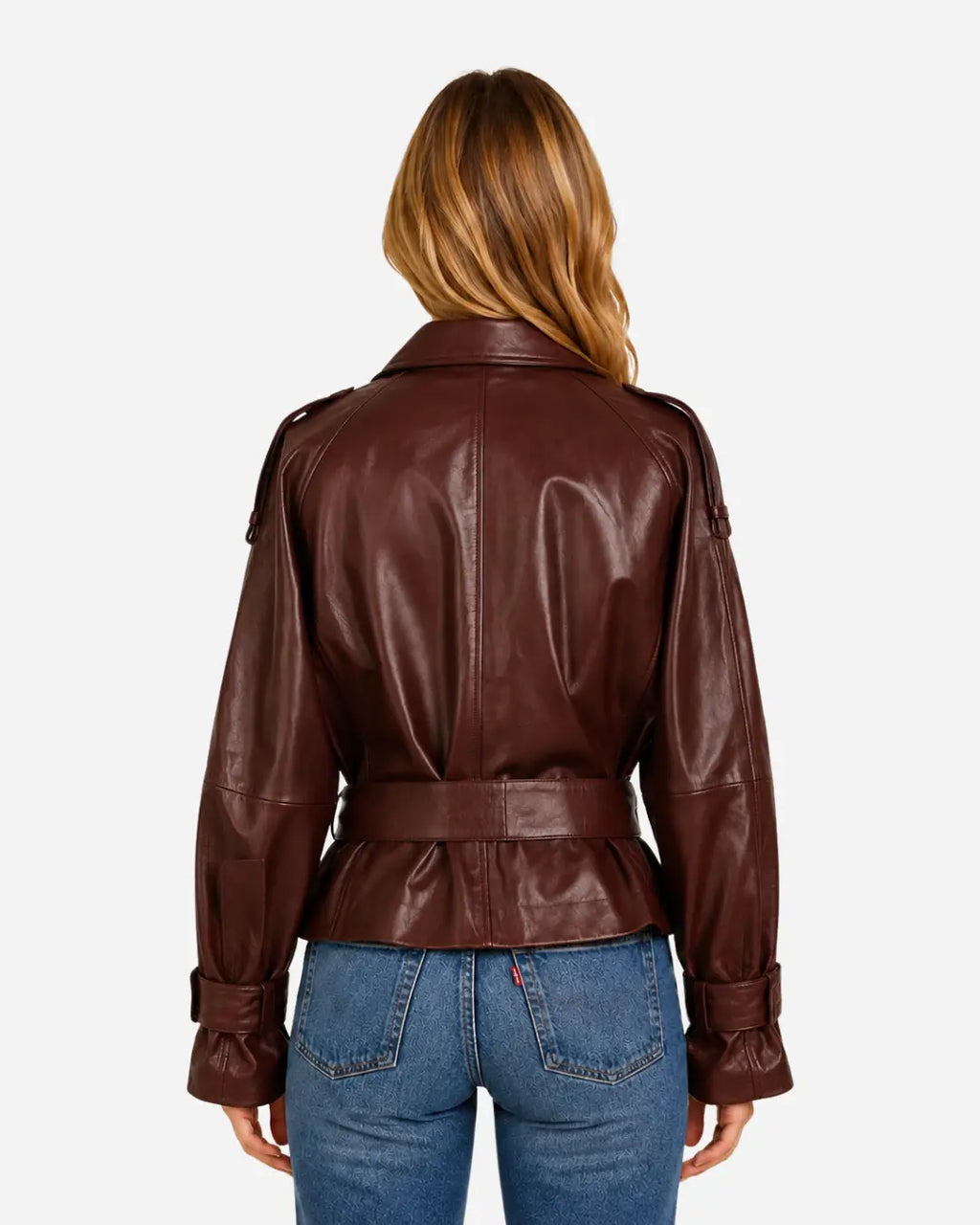 Ravenfield Belted Burgundy Leather Jacket