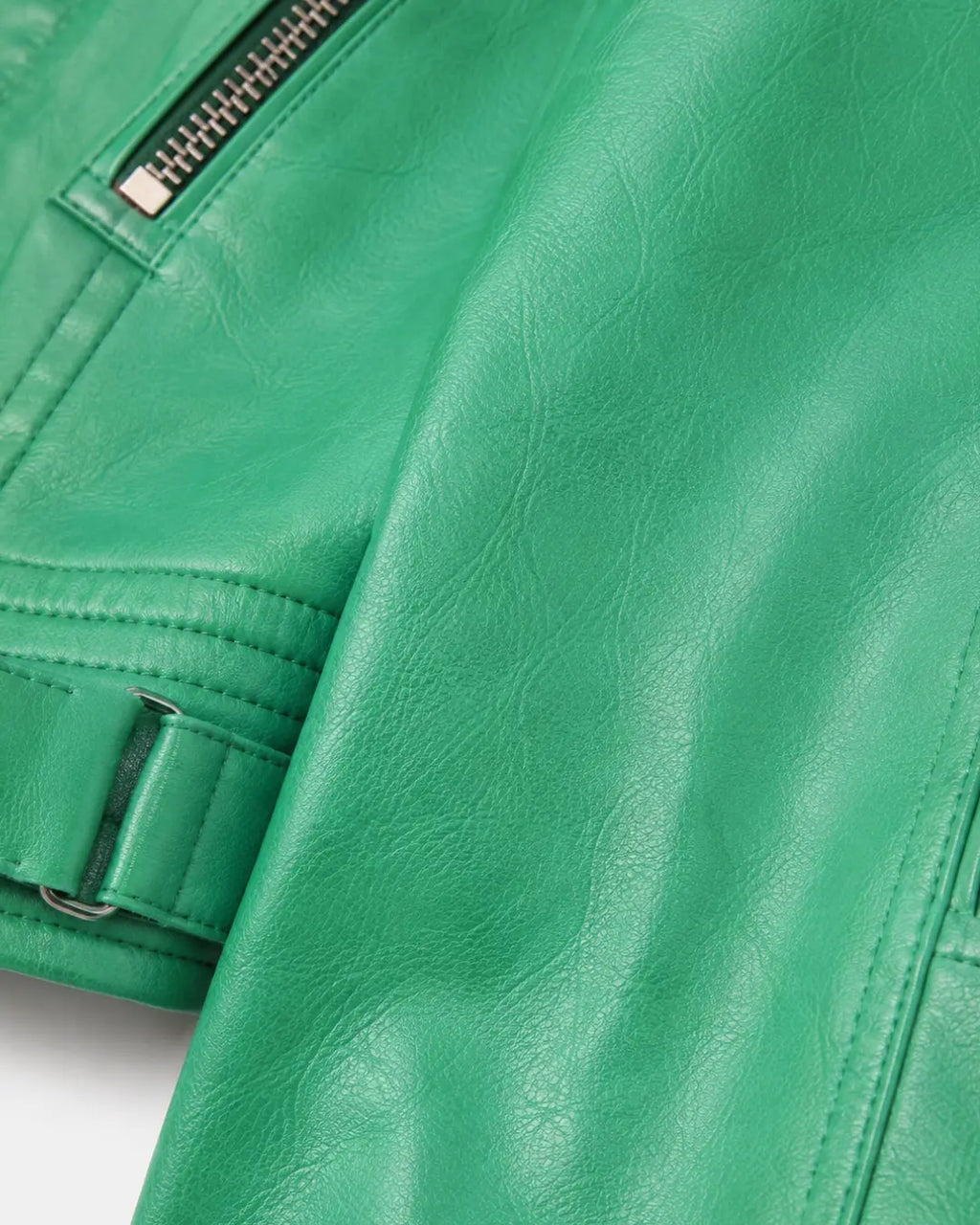 Sea Green Women Biker Real Leather Jacket