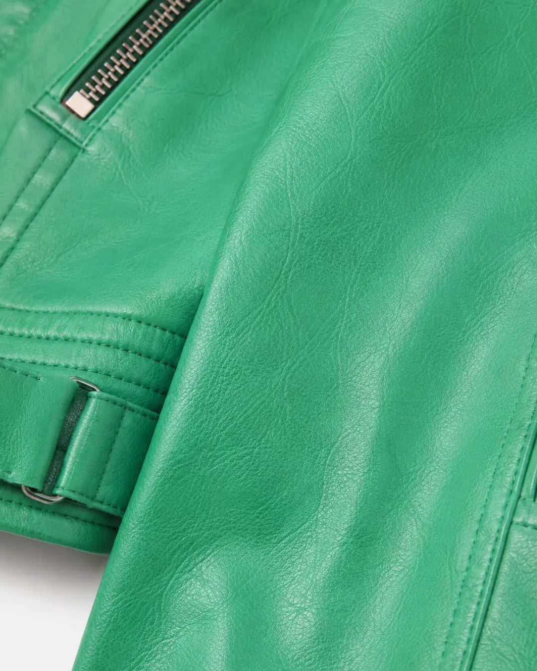 Sea Green Women Biker Real Leather Jacket