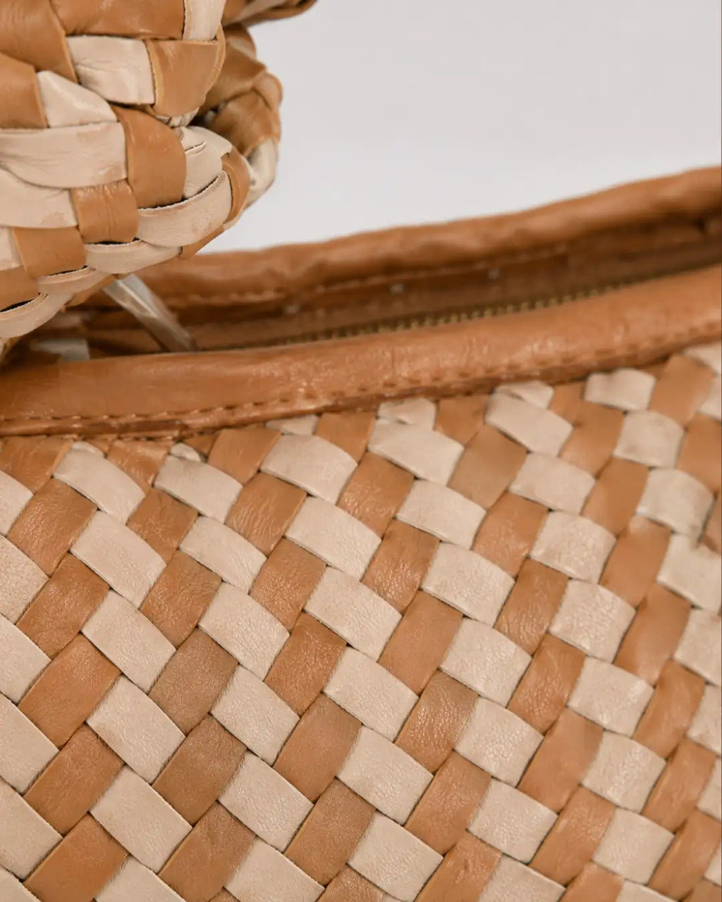 Signature Weave Leather Bag - Coffee & Dark Brown